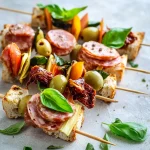 Lunch kebabs with mortadella