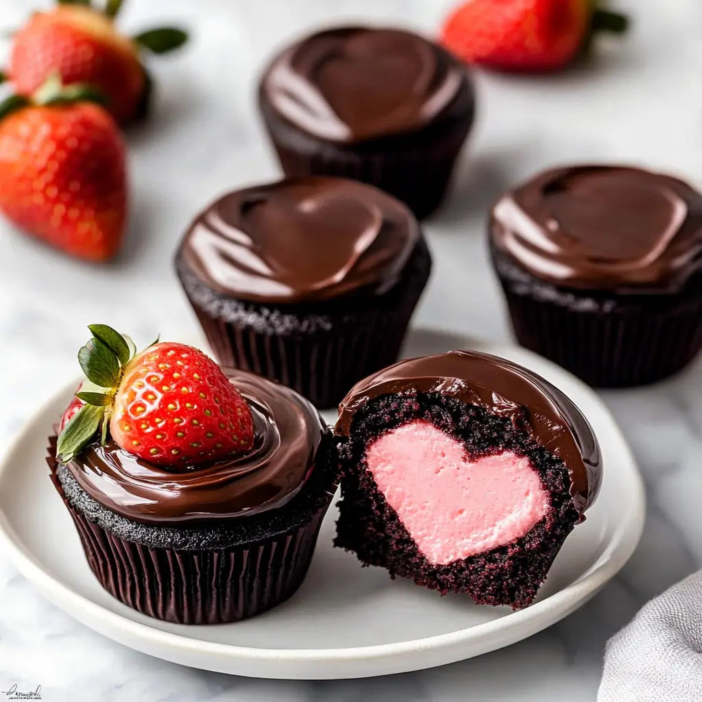 Chocolate Covered Strawberry Cupcakes