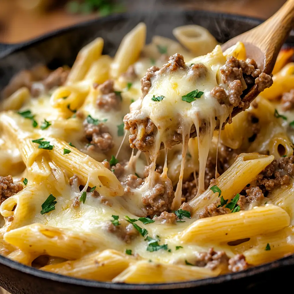Cheesy Ground Beef Pasta