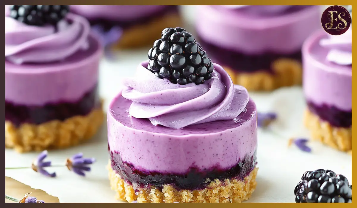 Mini Blackberry Lavender Cheesecakes