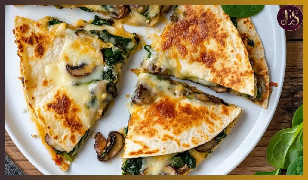 Baked Spinach Mushroom Quesadillas