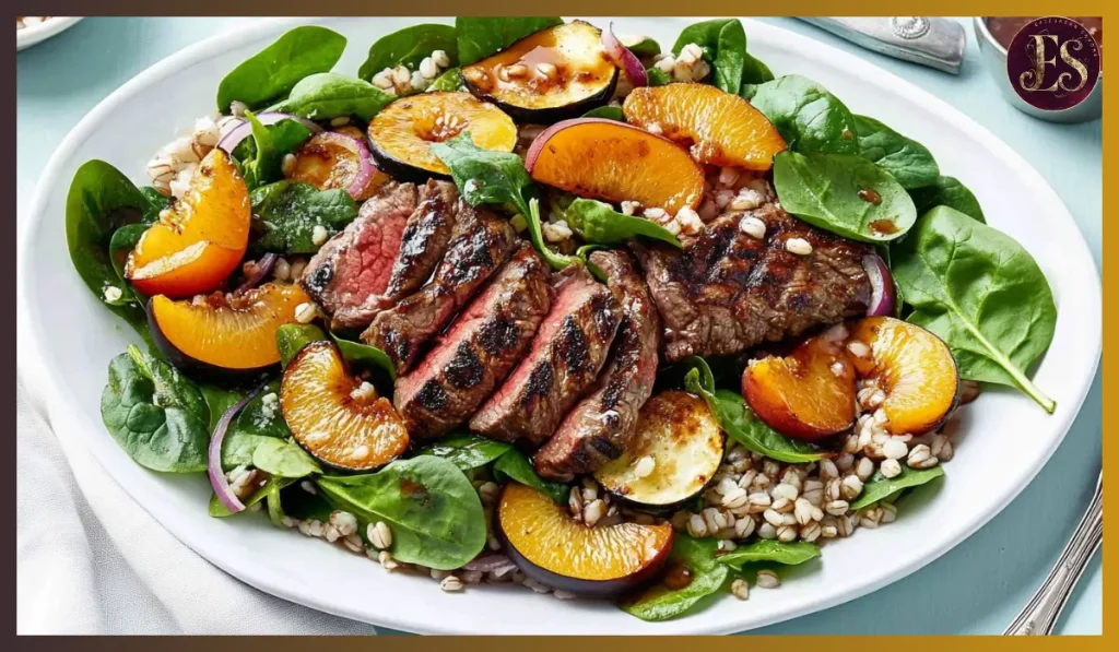 Steak and nectarine